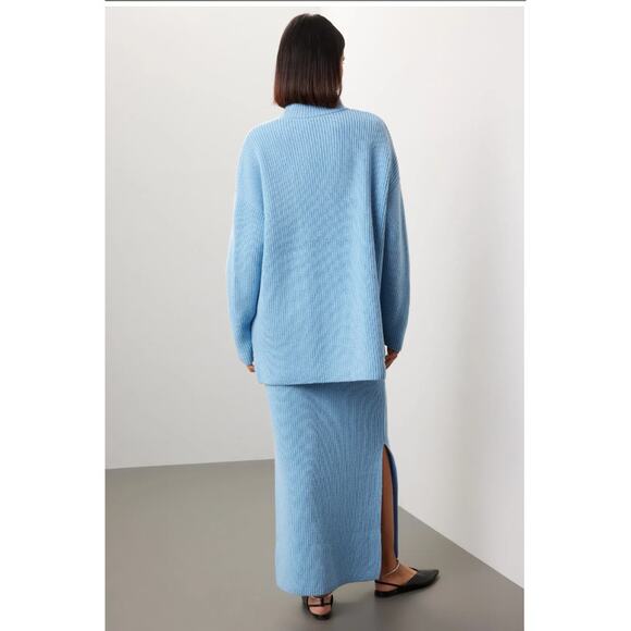 Suboo Sweater Womens Large Blue Isla Oversized Knit Turtleneck Cozy - Picture 4 of 12